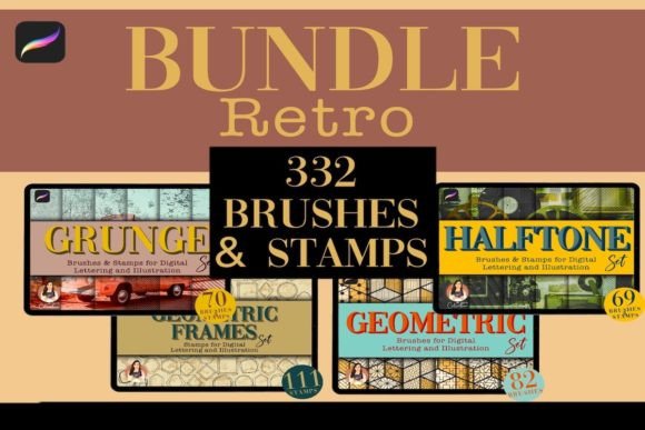 332 Vintage Retro Procreate Brush Bundle