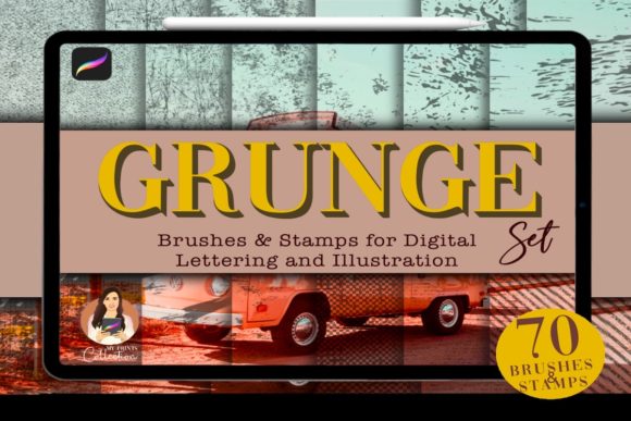 Expanding Your Digital Texture Library with 70 Grunge Procreate Brushes and Stamps