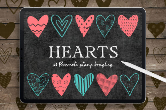 Hearts Procreate Stamp Brushes Guide