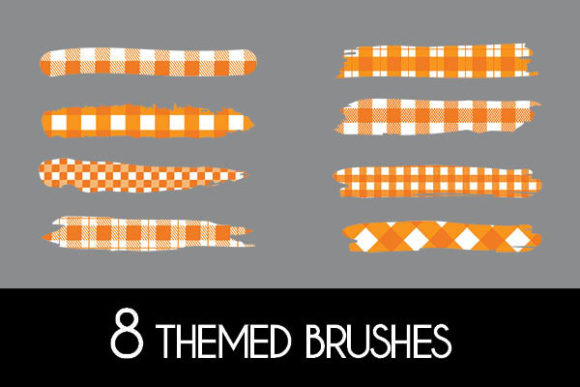 Mastering Digital Design with 8 Orange Plaid Themed Brushes Patterns