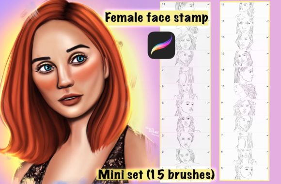 Mastering Digital Portraiture with Face Stamp Brushes for Female Procreate Artists