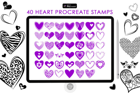 Procreate Heart Stamps: 40 Unique Brushes