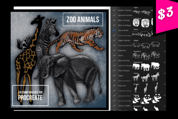 Zoo Animal Stamp Brushes: Elevating Digital Illustration with Wildlife Precision